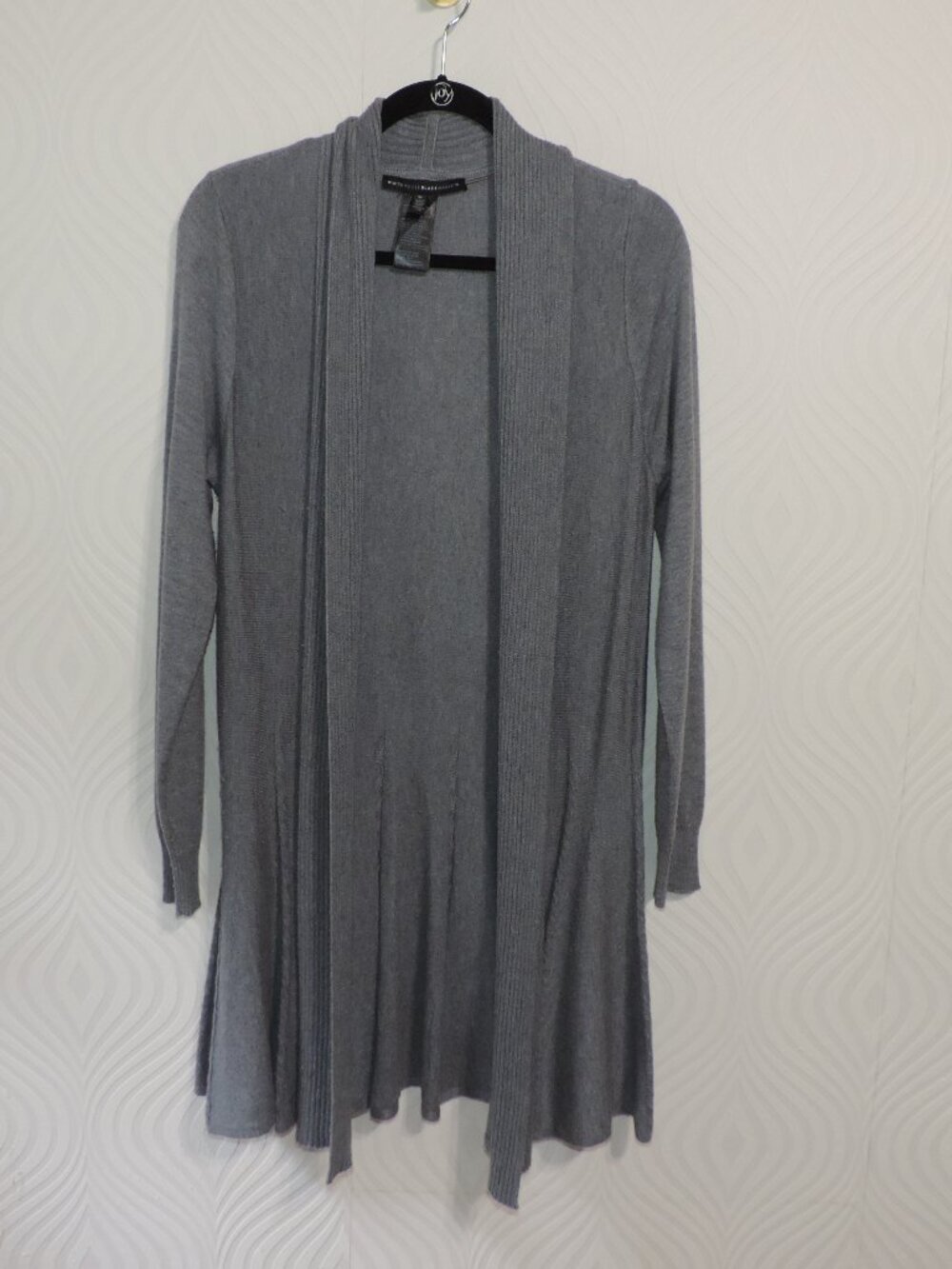 WHITE HOUSE BLACK MARKET Swingy Gray Cashmere Blend Cardigan Duster sz M